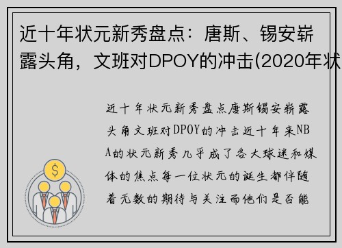 近十年状元新秀盘点：唐斯、锡安崭露头角，文班对DPOY的冲击(2020年状元选秀)